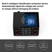 838w 9 in 1 100W 4 PD 3.0 USB-C / Type-C + 4 QC 3.0 USB Ports Smart Digital Display Wireless Charger, US Plug(White)