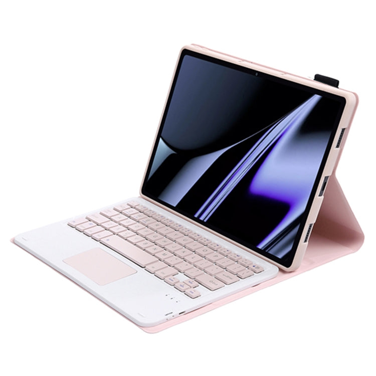 OP11-A Lambskin Texture Ultra-thin Bluetooth Keyboard Leather Case with Touchpad For OPPO Pad 11 inch(Pink)