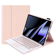 OP11-A Lambskin Texture Ultra-thin Bluetooth Keyboard Leather Case with Touchpad For OPPO Pad 11 inch(Pink)