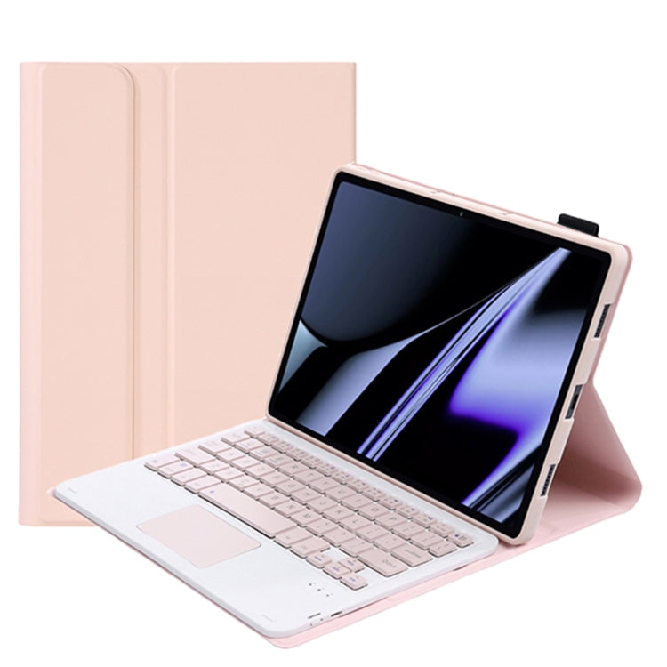 OP11-A Lambskin Texture Ultra-thin Bluetooth Keyboard Leather Case with Touchpad For OPPO Pad 11 inch(Pink)