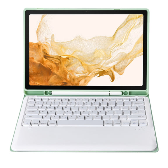 A800B Candy Color Detachable Bluetooth Keyboard Case with Pen Slot for Samsung Galaxy Tab S8+  / S7+ / S7 FE(Light Green)