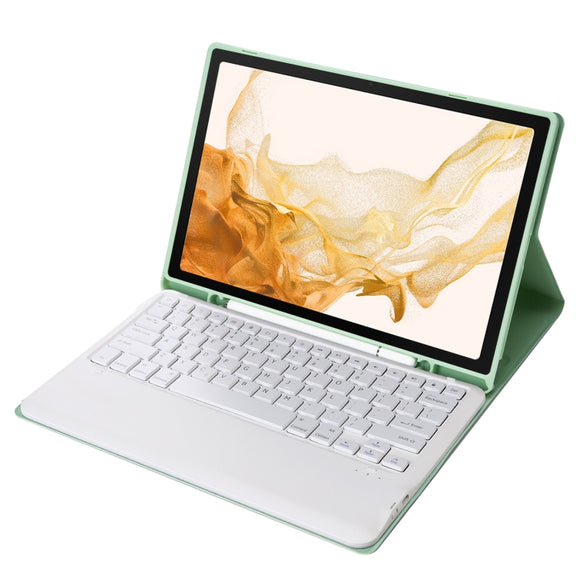 A800B Candy Color Detachable Bluetooth Keyboard Case with Pen Slot for Samsung Galaxy Tab S8+  / S7+ / S7 FE(Light Green)