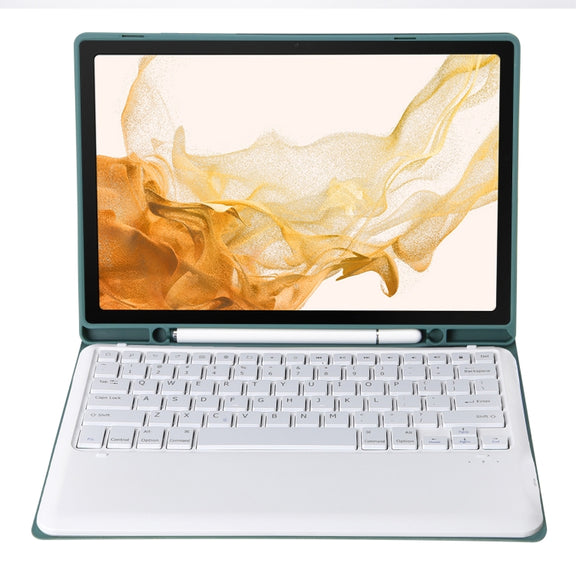 A800B Candy Color Detachable Bluetooth Keyboard Case with Pen Slot for Samsung Galaxy Tab S8+  / S7+ / S7 FE(Dark Green)