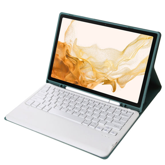 A800B Candy Color Detachable Bluetooth Keyboard Case with Pen Slot for Samsung Galaxy Tab S8+  / S7+ / S7 FE(Dark Green)