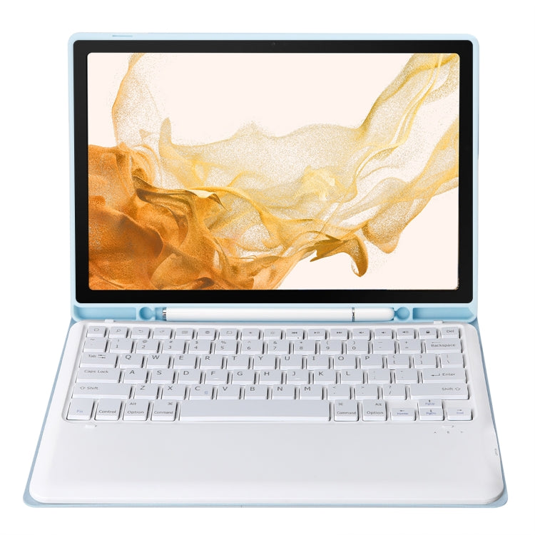 A800B Candy Color Detachable Bluetooth Keyboard Case with Pen Slot for Samsung Galaxy Tab S8+  / S7+ / S7 FE(Ice Blue)