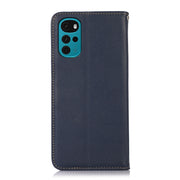 For Motorola Moto G22 KHAZNEH Nappa Top Layer Cowhide Leather Phone Case(Blue)