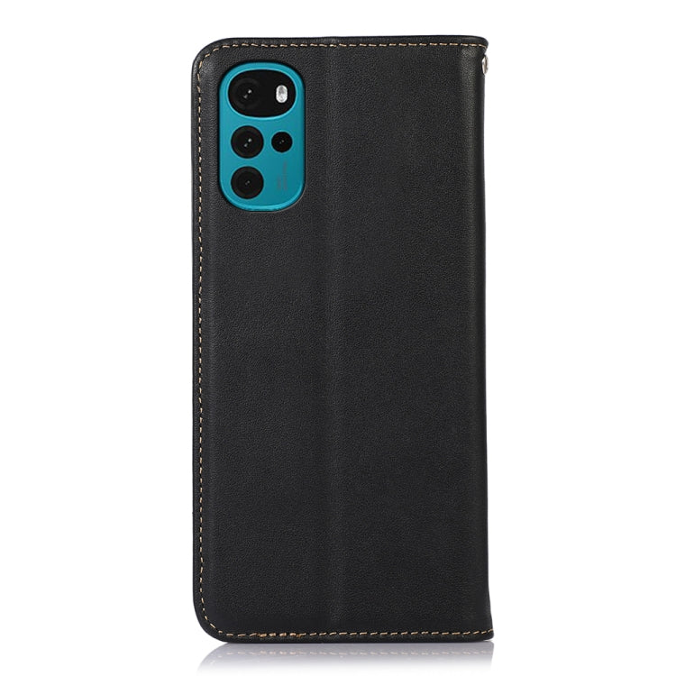 For Motorola Moto G22 KHAZNEH Nappa Top Layer Cowhide Leather Phone Case(Black)