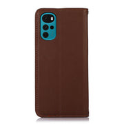For Motorola Moto G22 KHAZNEH Nappa Top Layer Cowhide Leather Phone Case(Brown)