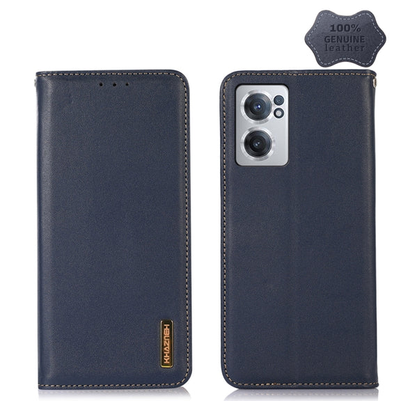 For OnePlus Nord CE 2 5G KHAZNEH Nappa Top Layer Cowhide Leather Phone Case(Blue)