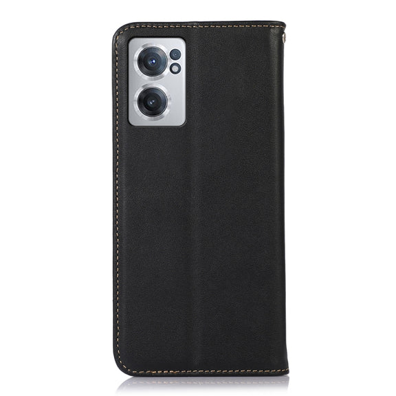 For OnePlus Nord CE 2 5G KHAZNEH Nappa Top Layer Cowhide Leather Phone Case(Black)