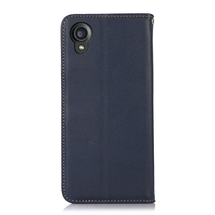 For Kyocera Digno BX2 KHAZNEH Nappa Top Layer Cowhide Leather Phone Case(Blue)