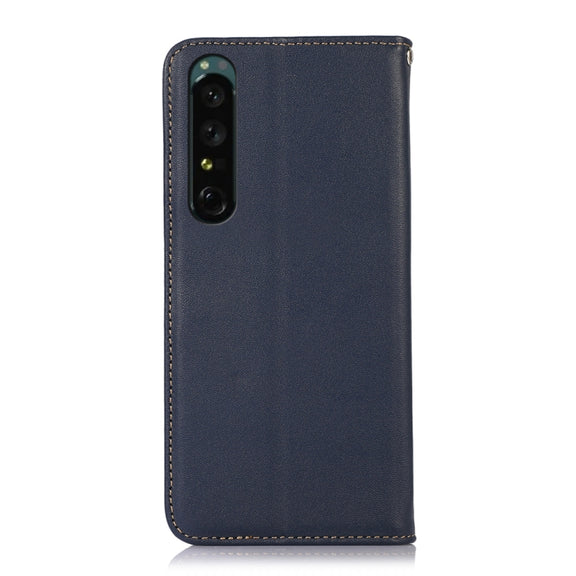 For Sony Xperia 1 IV KHAZNEH Nappa Top Layer Cowhide Leather Phone Case(Blue)