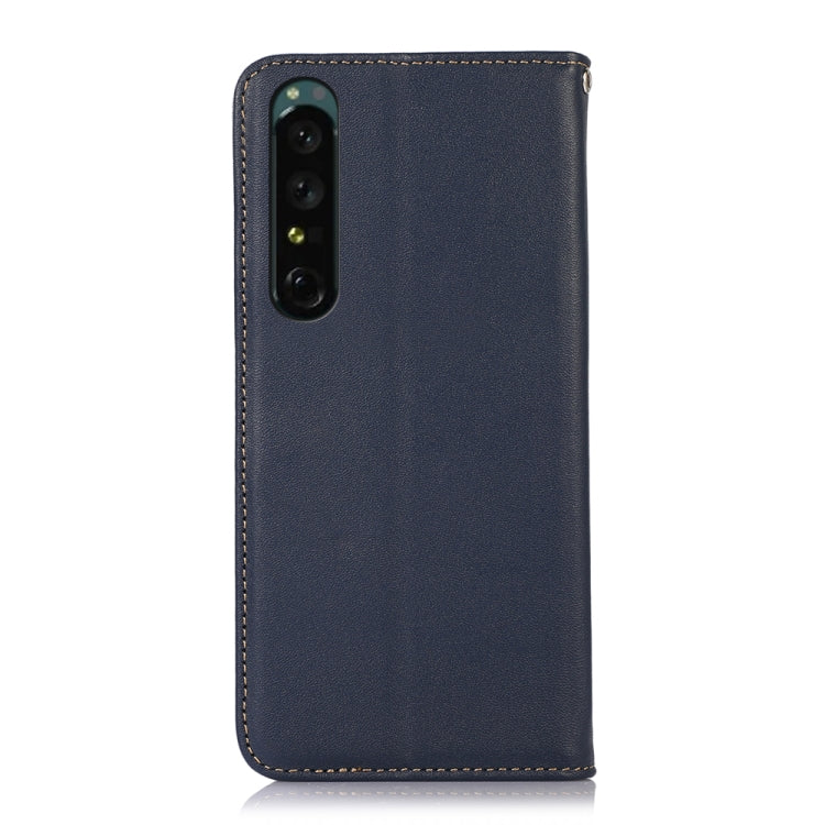 For Sony Xperia 1 IV KHAZNEH Nappa Top Layer Cowhide Leather Phone Case(Blue)
