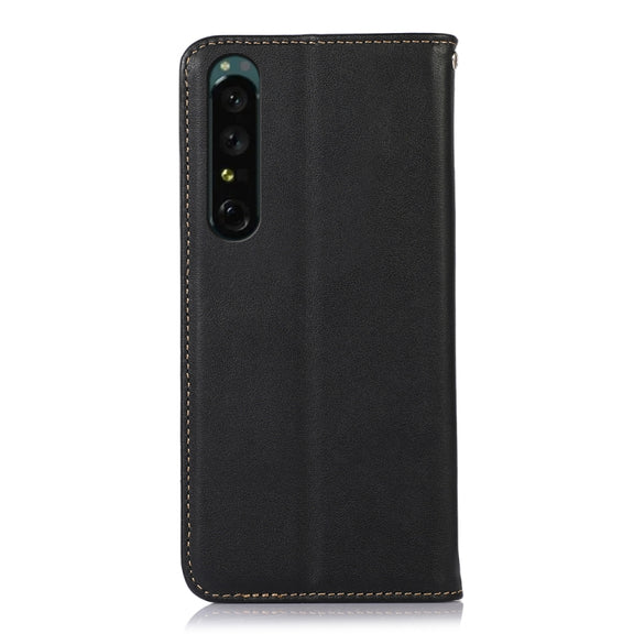 For Sony Xperia 1 IV KHAZNEH Nappa Top Layer Cowhide Leather Phone Case(Black)