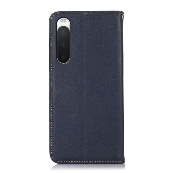 For Sony Xperia 10 IV KHAZNEH Nappa Top Layer Cowhide Leather Phone Case(Blue)