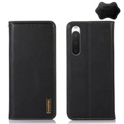 For Sony Xperia 10 IV KHAZNEH Nappa Top Layer Cowhide Leather Phone Case(Black)