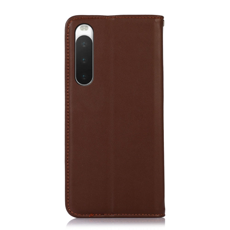 For Sony Xperia 10 IV KHAZNEH Nappa Top Layer Cowhide Leather Phone Case(Brown)