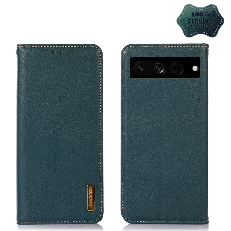 For Google Pixel 7 Pro 5G KHAZNEH Nappa Top Layer Cowhide Leather Phone Case(Green)