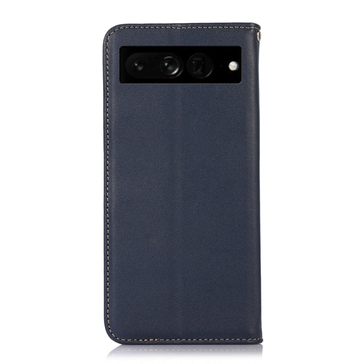 For Google Pixel 7 Pro 5G KHAZNEH Nappa Top Layer Cowhide Leather Phone Case(Blue)