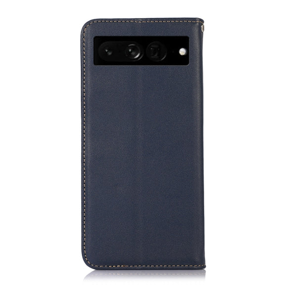 For Google Pixel 7 Pro 5G KHAZNEH Nappa Top Layer Cowhide Leather Phone Case(Blue)