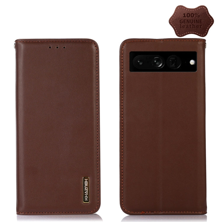 For Google Pixel 7 Pro 5G KHAZNEH Nappa Top Layer Cowhide Leather Phone Case(Brown)