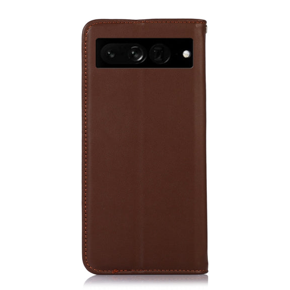 For Google Pixel 7 Pro 5G KHAZNEH Nappa Top Layer Cowhide Leather Phone Case(Brown)