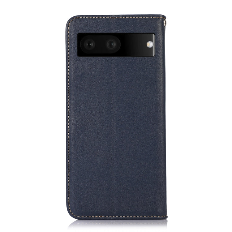 For Google Pixel 7 5G KHAZNEH Nappa Top Layer Cowhide Leather Phone Case(Blue)
