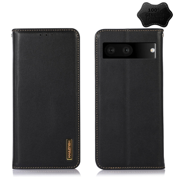 For Google Pixel 7 5G KHAZNEH Nappa Top Layer Cowhide Leather Phone Case(Black)