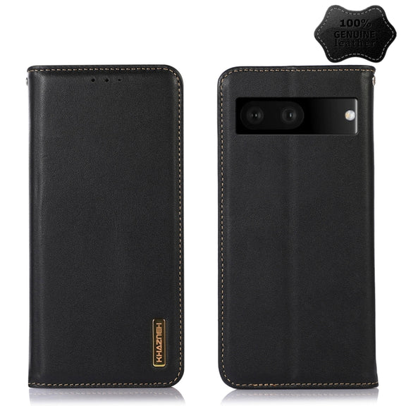 For Google Pixel 7 5G KHAZNEH Nappa Top Layer Cowhide Leather Phone Case(Black)