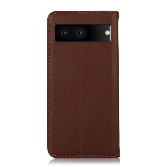 For Google Pixel 7 5G KHAZNEH Nappa Top Layer Cowhide Leather Phone Case(Brown)