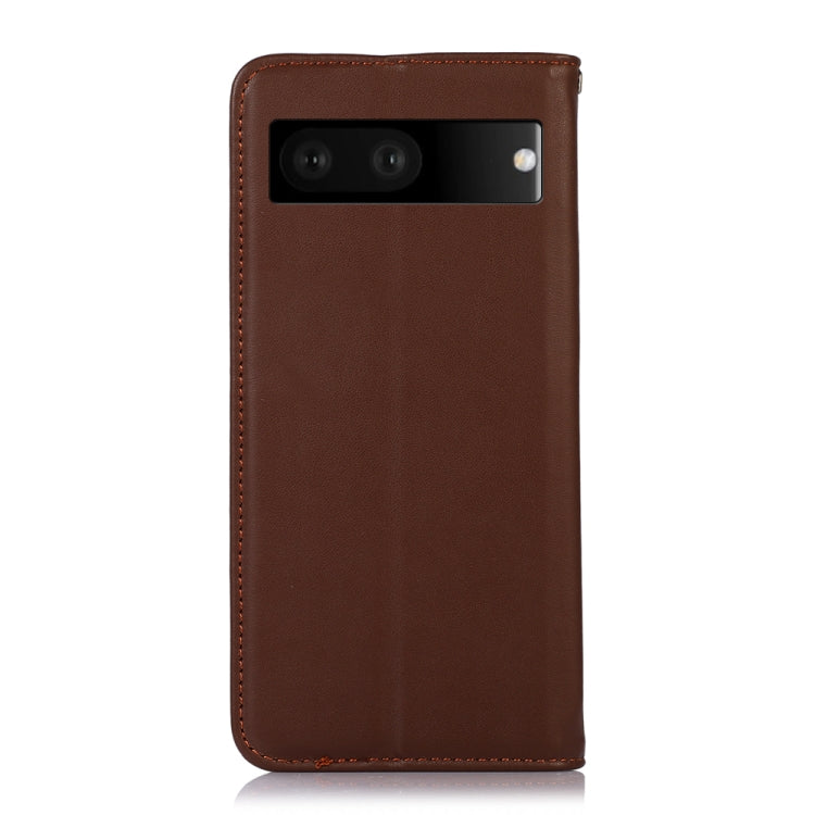 For Google Pixel 7 5G KHAZNEH Nappa Top Layer Cowhide Leather Phone Case(Brown)