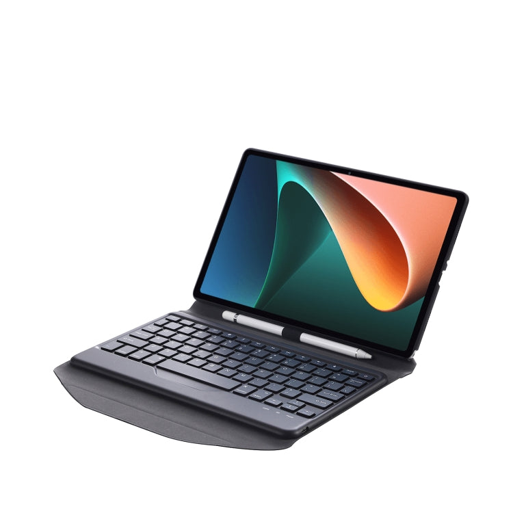 B0N5 Diamond Texture Bluetooth Keyboard Leather Case with Triangle Back Support For Xiaomi Pad 5 / 5 Pro(Black + Black)
