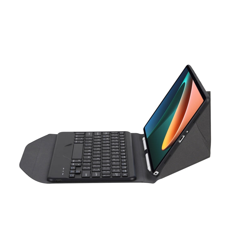 B0N5 Diamond Texture Bluetooth Keyboard Leather Case with Triangle Back Support For Xiaomi Pad 5 / 5 Pro(Black + Black)