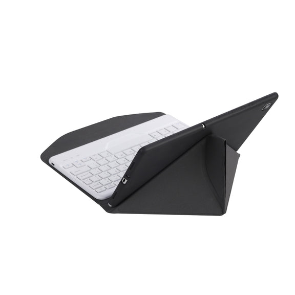 B0N5 Diamond Texture Bluetooth Keyboard Leather Case with Triangle Back Support For Xiaomi Pad 5 / 5 Pro(Black + White)