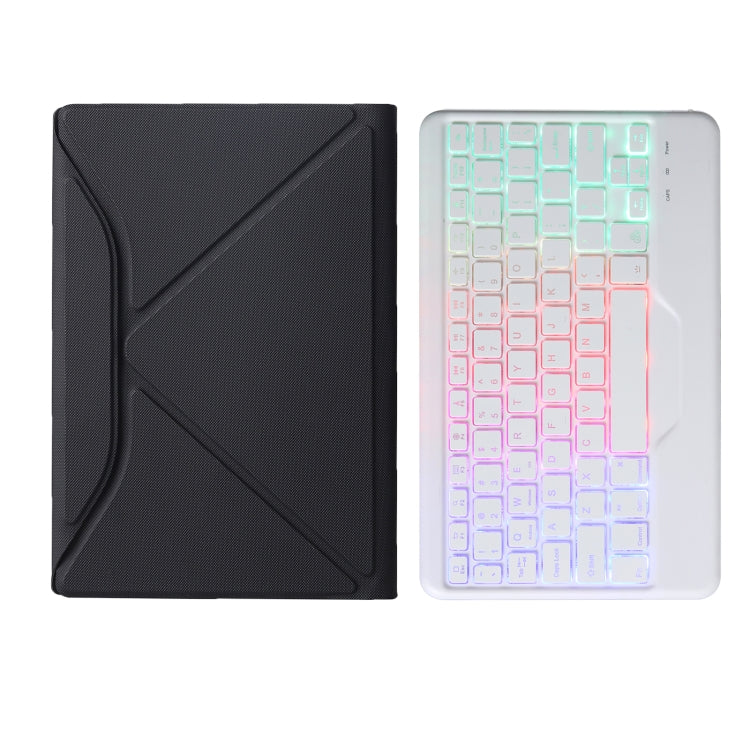 B0N5S Backlight Diamond Texture Bluetooth Keyboard Leather Case with Triangle Back Support For Xiaomi Pad 5 / 5 Pro(Black + White)