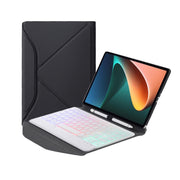 B0N5S Backlight Diamond Texture Bluetooth Keyboard Leather Case with Triangle Back Support For Xiaomi Pad 5 / 5 Pro(Black + White)