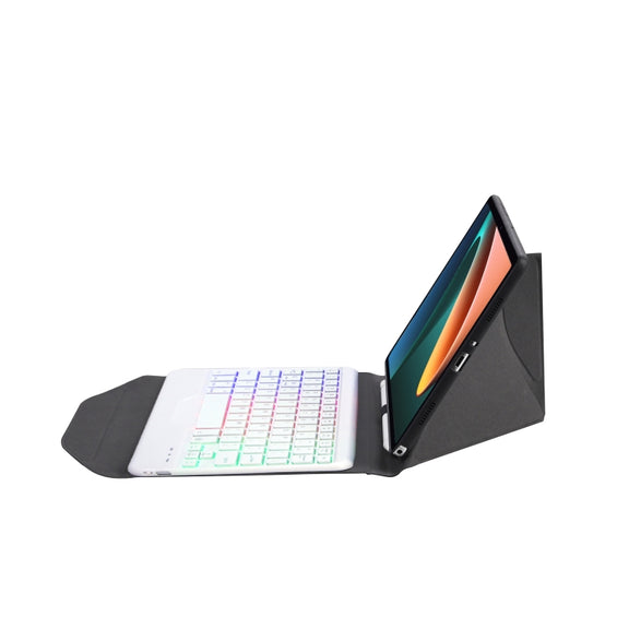 B0N5S Backlight Diamond Texture Bluetooth Keyboard Leather Case with Triangle Back Support For Xiaomi Pad 5 / 5 Pro(Black + White)