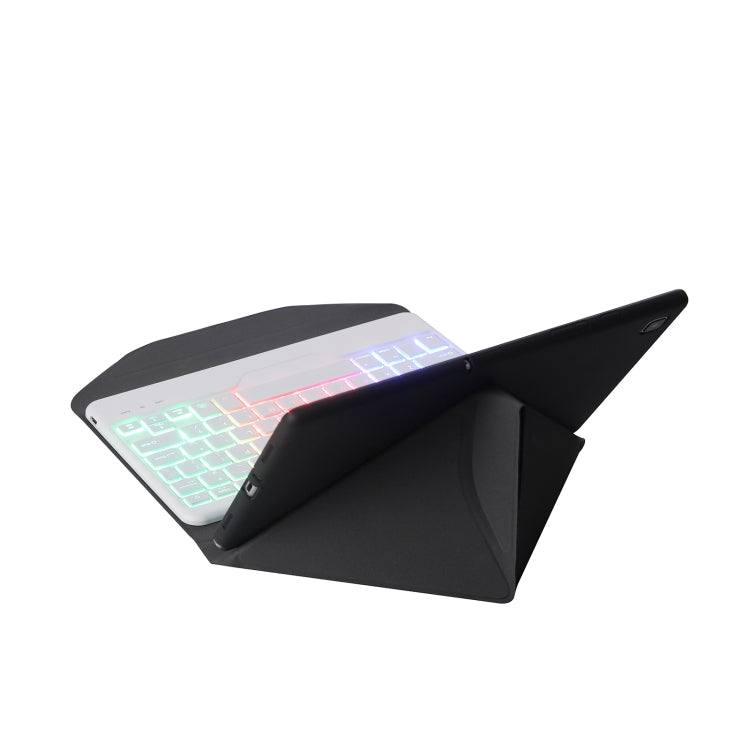 B0N5S Backlight Diamond Texture Bluetooth Keyboard Leather Case with Triangle Back Support For Xiaomi Pad 5 / 5 Pro(Black + White)