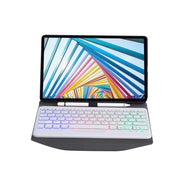BM20S Backlight Diamond Texture Bluetooth Keyboard Leather Case with Triangle Back Support For Lenovo M10 Plus 10.3 inch TB-X606 / TB-X606F(Black + White)