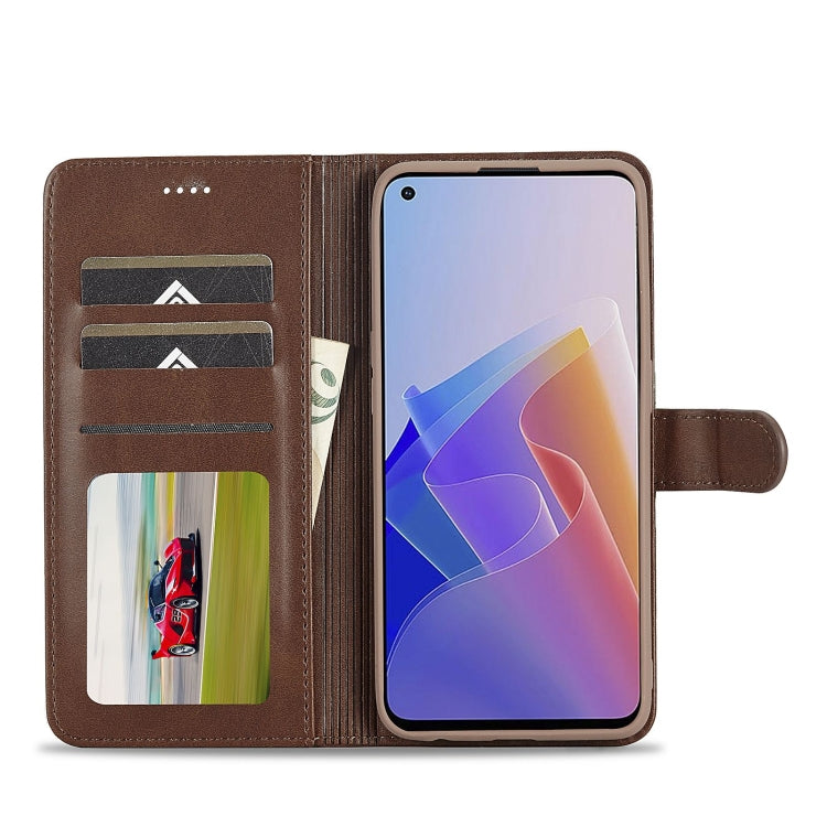 For OPPO A96 5G / Reno7 Z 5G LC.IMEEKE Calf Texture Leather Phone Case(Coffee)