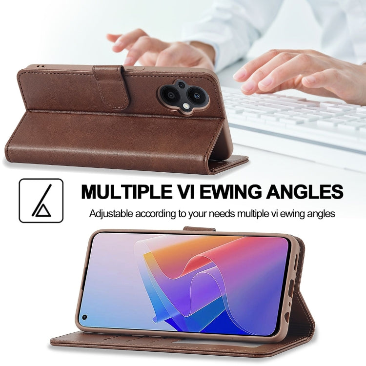 For OPPO A96 5G / Reno7 Z 5G LC.IMEEKE Calf Texture Leather Phone Case(Coffee)