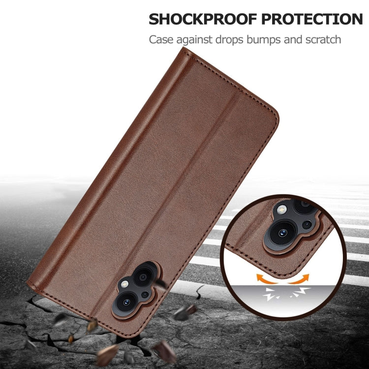 For OPPO A96 5G / Reno7 Z 5G LC.IMEEKE Calf Texture Leather Phone Case(Coffee)