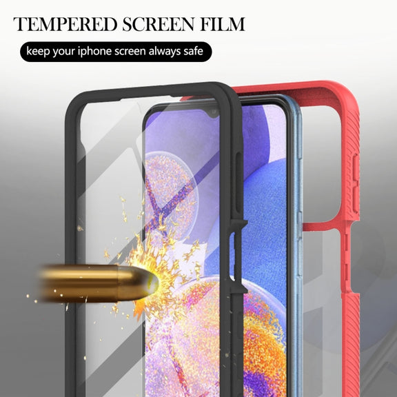 For Samsung Galaxy A23 5G / 4G Starry Sky Solid Color Series PC + TPU Phone Case with PET Film(Red)