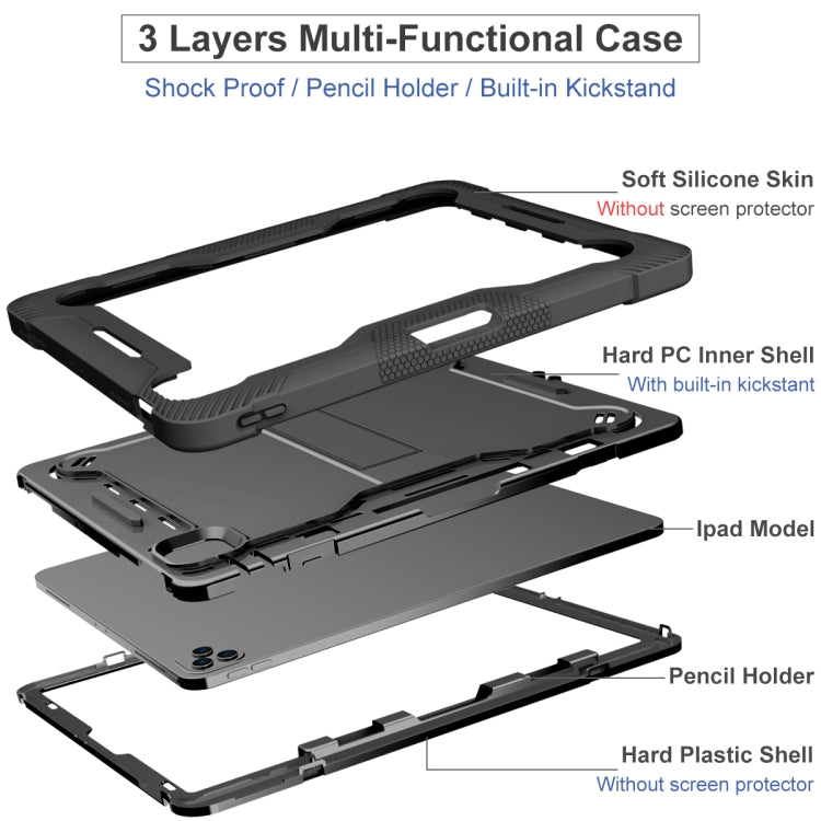 For iPad Pro 12.9 2022 / 2021 / 2020 / 2018 Silicone + PC Shockproof Tablet Case(Black)