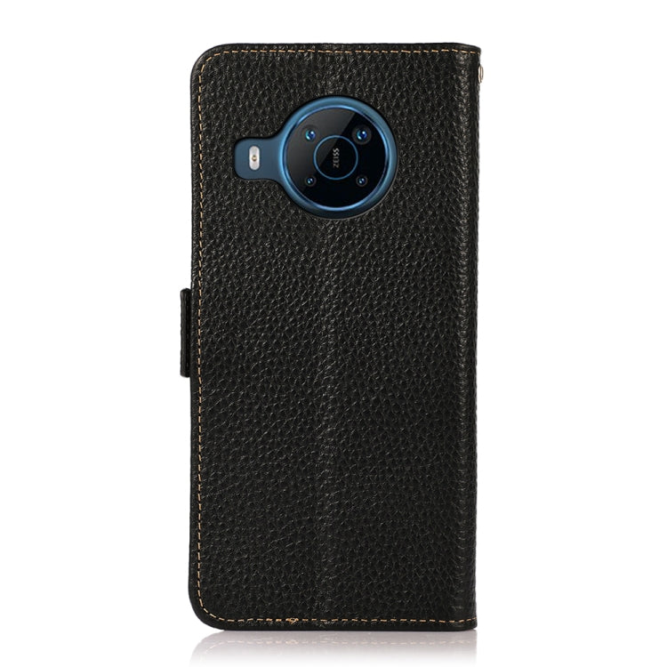 For Nokia X100 KHAZNEH Side-Magnetic Litchi Genuine Leather RFID Phone Case(Black)