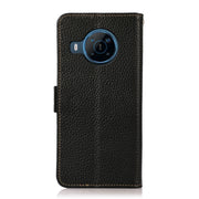 For Nokia X100 KHAZNEH Side-Magnetic Litchi Genuine Leather RFID Phone Case(Black)