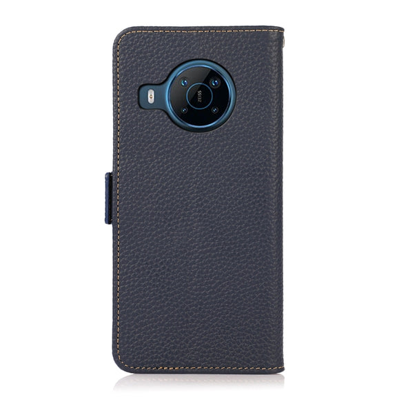 For Nokia X100 KHAZNEH Side-Magnetic Litchi Genuine Leather RFID Phone Case(Blue)