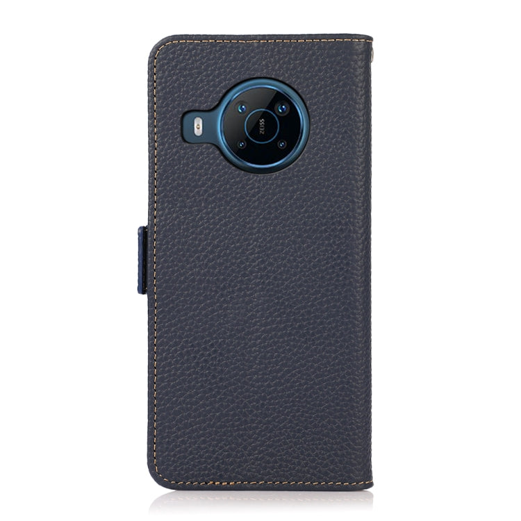 For Nokia X100 KHAZNEH Side-Magnetic Litchi Genuine Leather RFID Phone Case(Blue)
