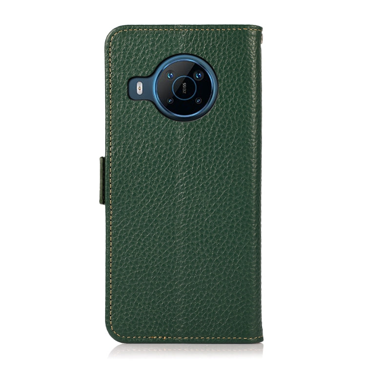 For Nokia X100 KHAZNEH Side-Magnetic Litchi Genuine Leather RFID Phone Case(Green)