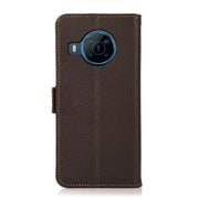 For Nokia X100 KHAZNEH Side-Magnetic Litchi Genuine Leather RFID Phone Case(Brown)